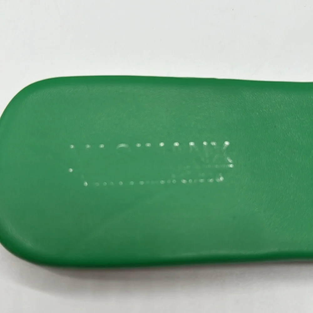 Vibrant Green Ribbed Slide Sandals - Picture 6 of 7